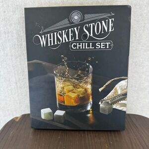 Hammer + Axe Whiskey Stone Chill Set 6 Soapstone Cubes Tongs Bag Heritage Box